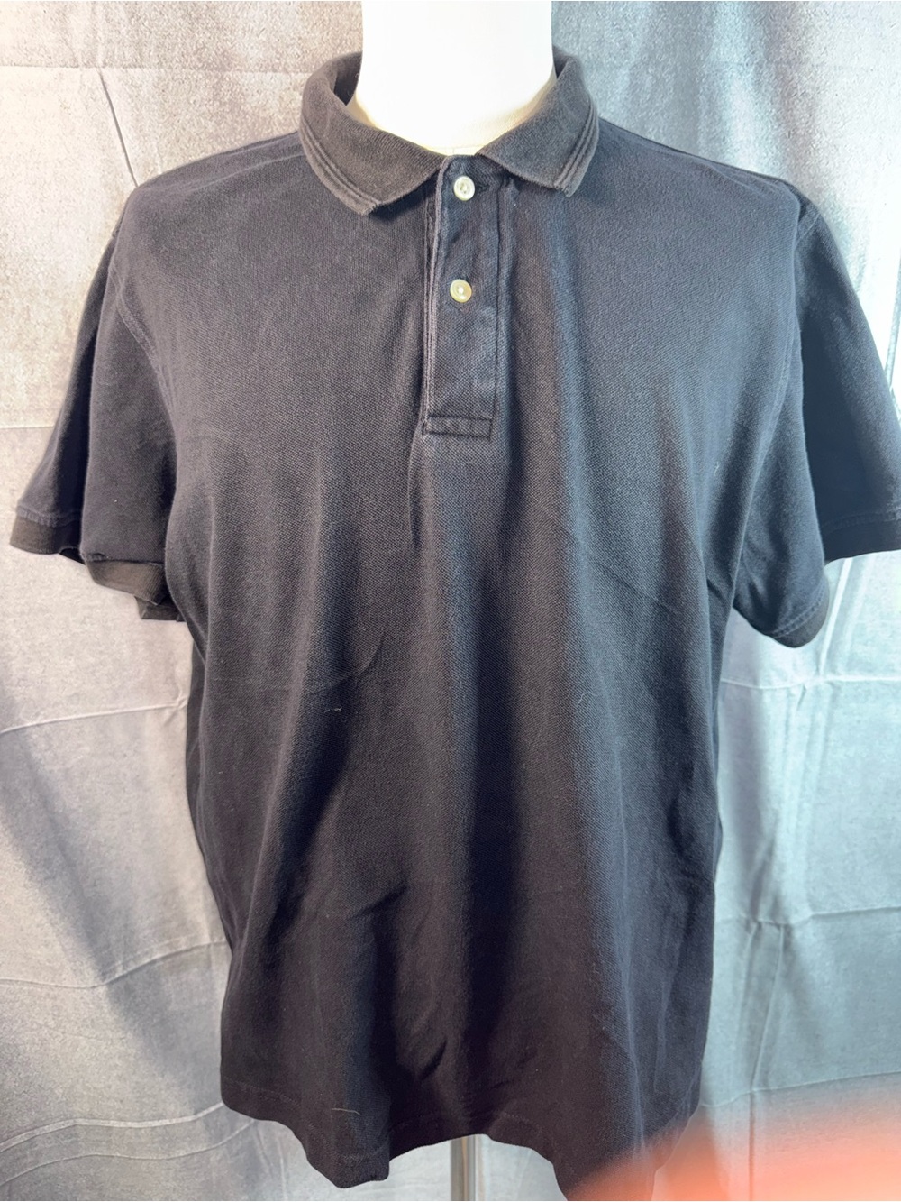 2268-Open Trails Men's Black Polo Shirt with Two-Button Placket